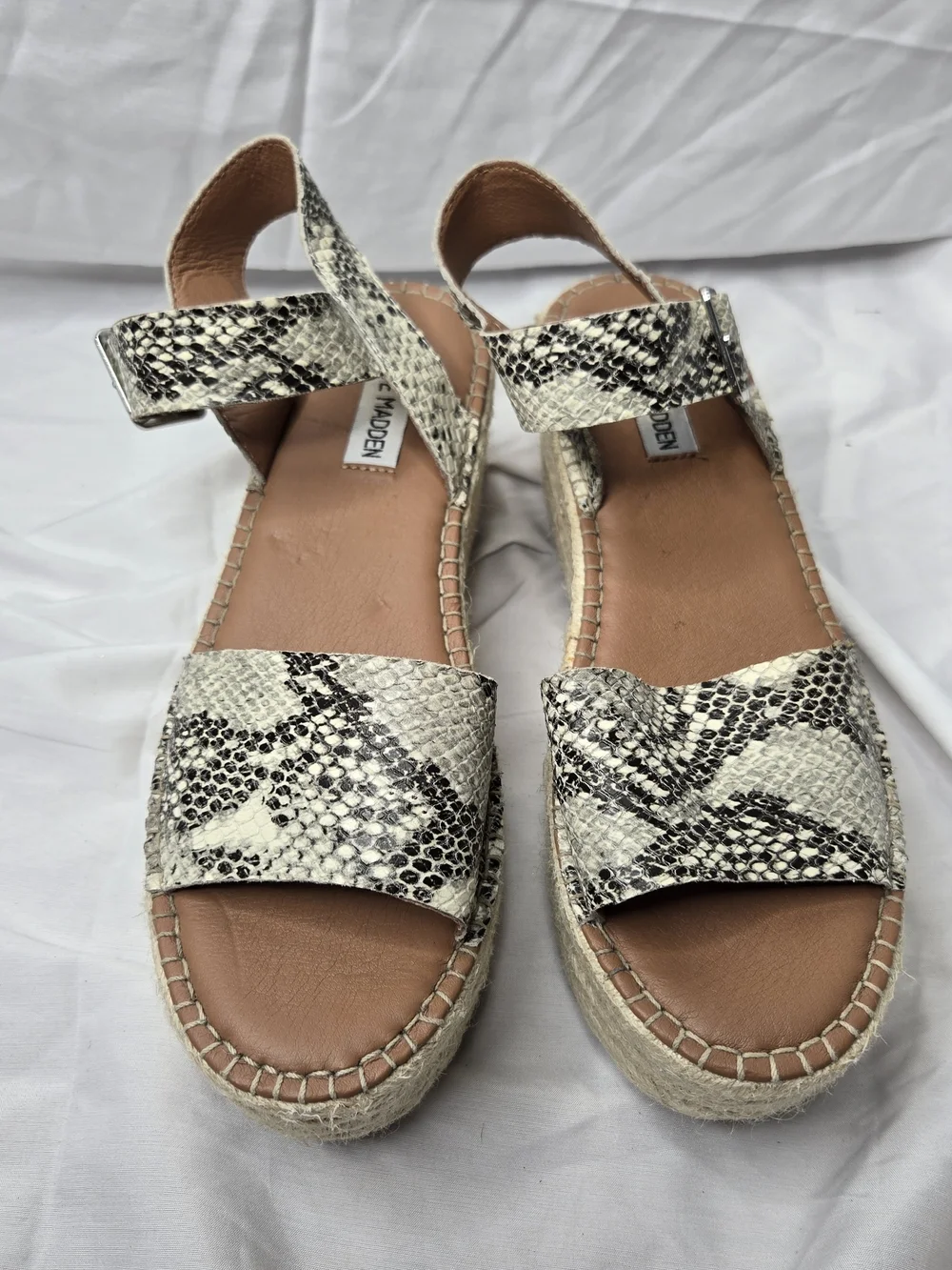 Steve Madden Cabo Snake Print Espadrille Platform Wedge Sandals Women's 9M